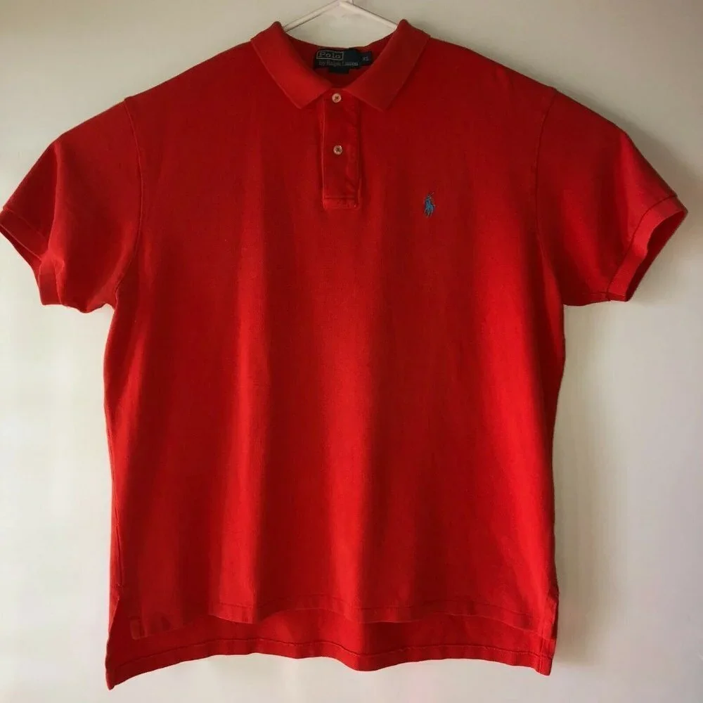 Ralph Lauren Mens Extra Large Orange Cotton Short Sleeve Golf Polo Shirt XL
